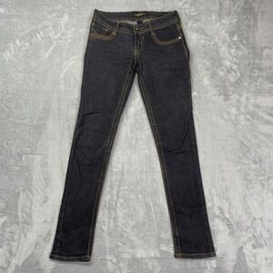 Southpole Skinny Jeans Women 5 (29x31) Black Contrast Stitching Streetwear Y2k